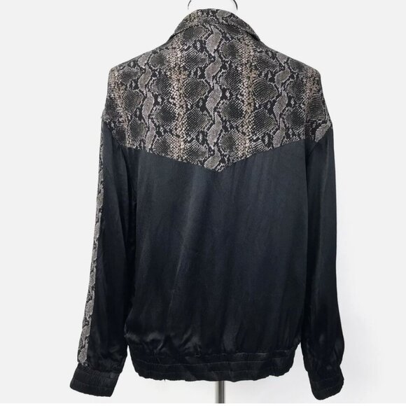Nwt Zara TRF Satin Bomber Zip Up Jacket Snake Print Black M - Picture 10 of 11
